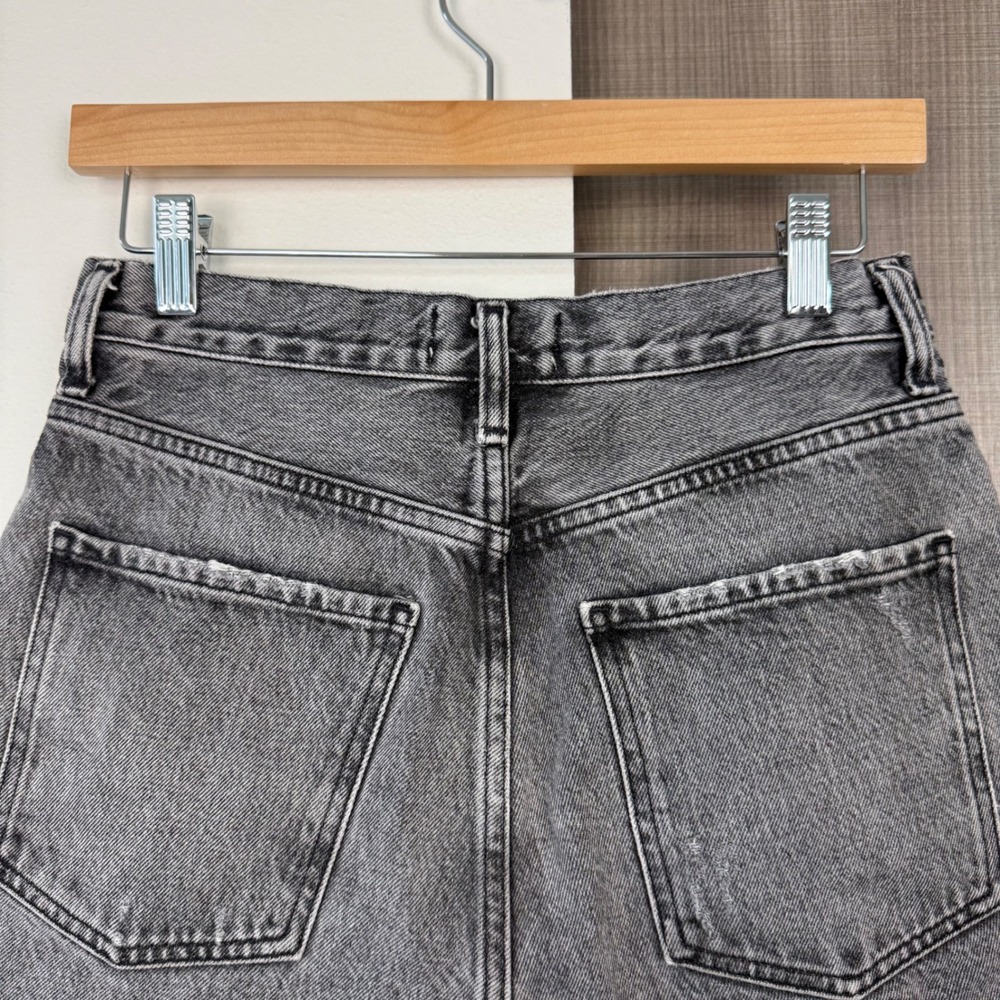 AGOLDE Dee Short in Moxy Denim Frayed Cut Off Grey High Waisted Cotton Size 27 - Picture 11 of 14